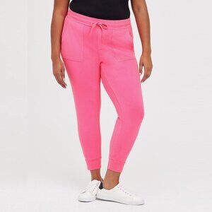 Torrid Classic Fit Jogger Super Soft Fleece Mid-Rise Pant in Bright Neon Pink